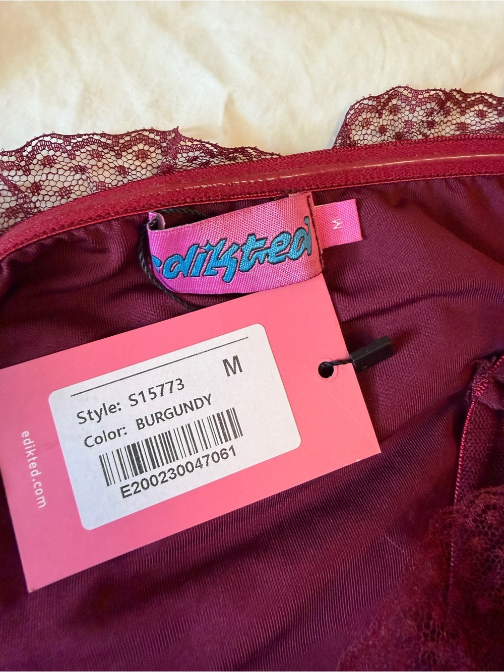 Edikted Rinna Ruffle Mini Dress Burgundy - Picture 3 of 4